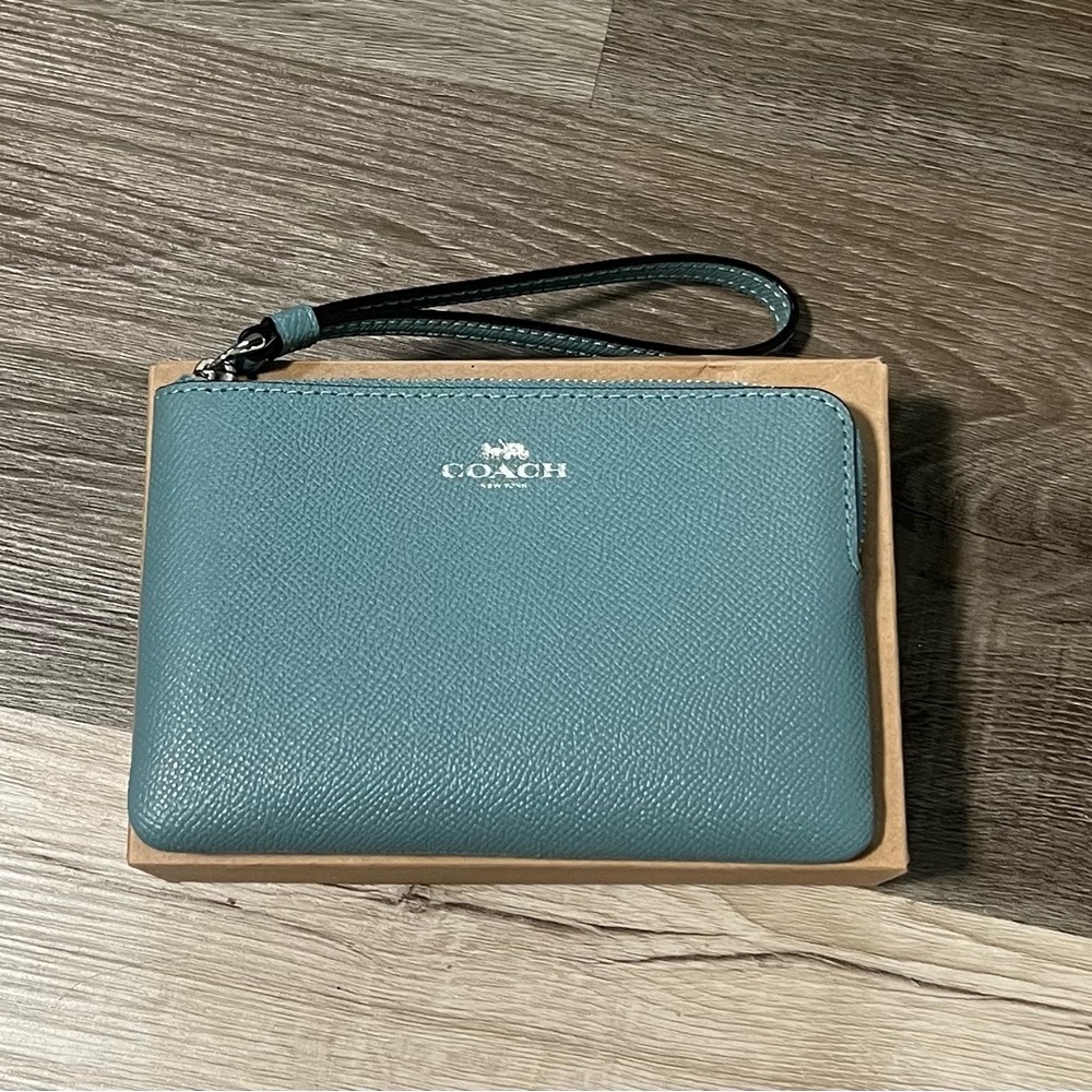 teal coach wallet